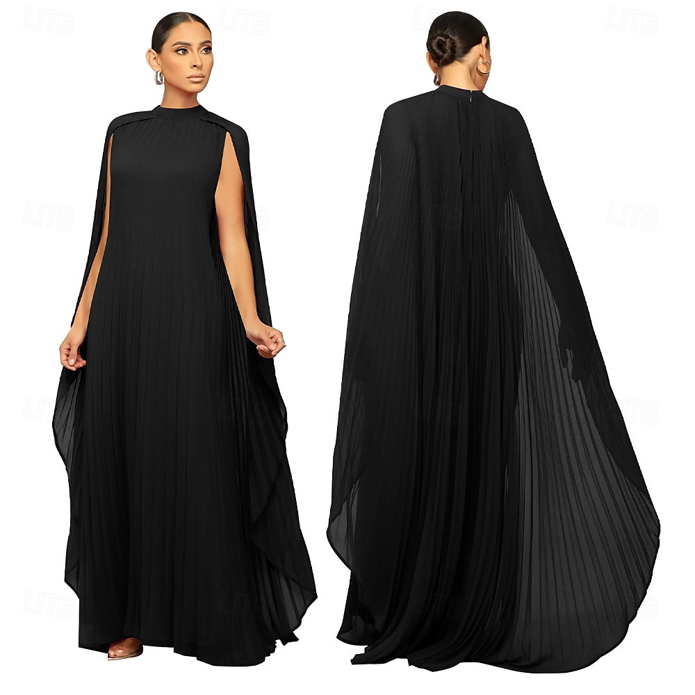 Abiti A-Line Quinceanera elegante abito formale matrimonio lunghezza al pavimento maniche lunghe scollo alto chiffon con pieghe del 2025 a $119.99 –P24