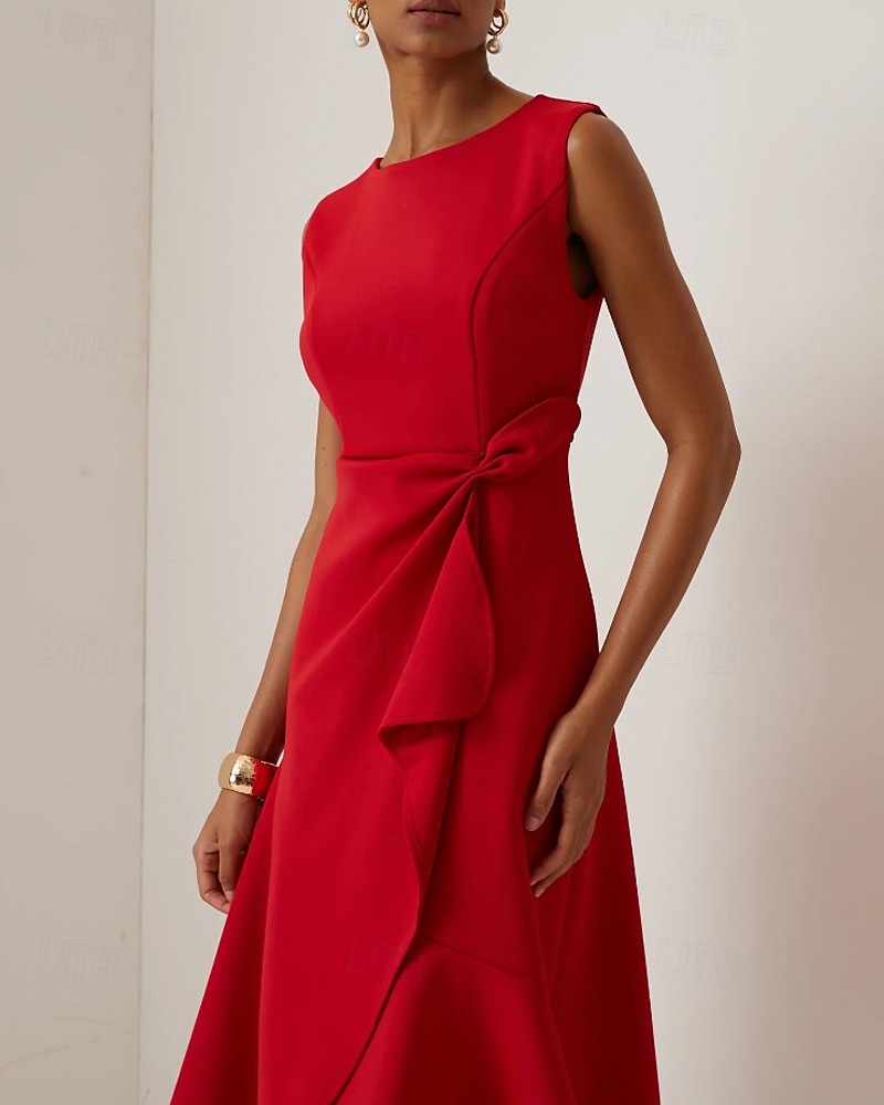 Femmes Robe Midi Robe de Bal Robe de Soirée Mode Soirée Date Coupe régulière Uni Sans manches Col ras du cou Rouge Violet Bleu clair Été de 2025 ? $24.99 –P5
