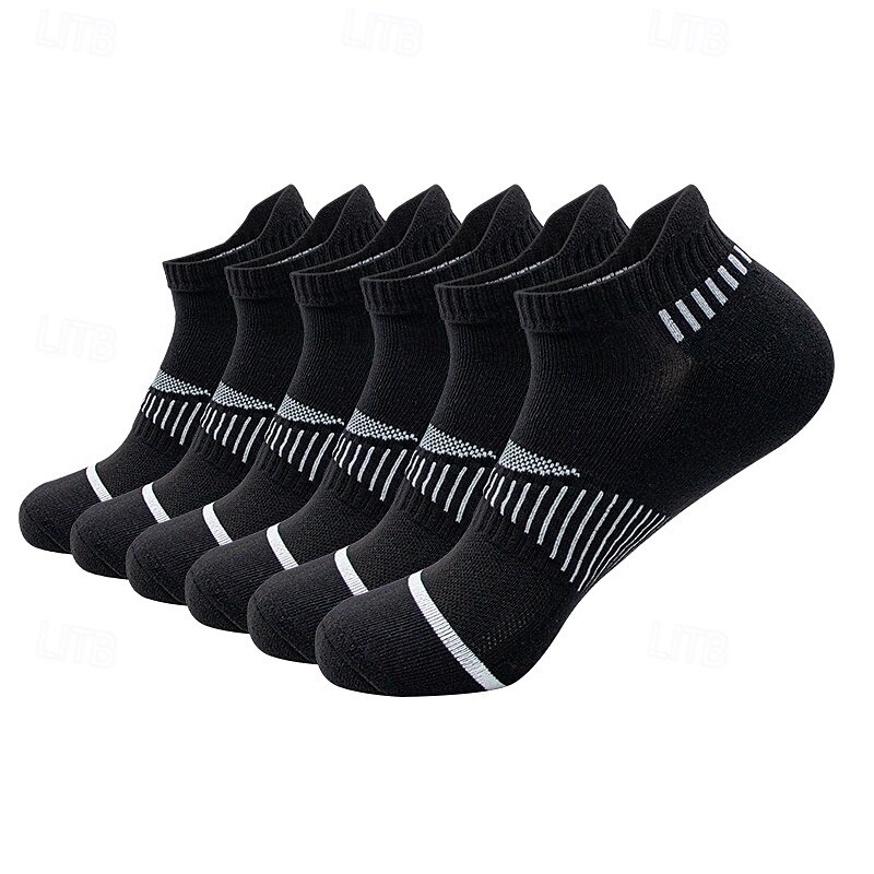 Herr 6 par Multipack Socka Löparstrumpor Vardagliga strumpor Svart Vit Färg Randig Semester Sport & Utomhus Dagligen Grundläggande Medium Vår Höst Mode Ledigt 2025 - $15.49 –P2