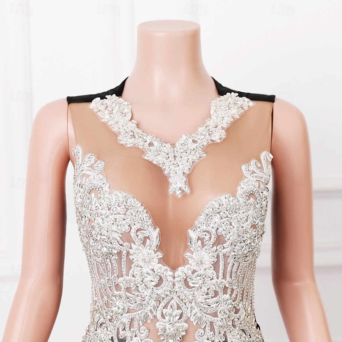 Meerjungfrau Trompete Abendkleid Elegantes Kleid Abendgesellschaft Ball Hochauslauf Ärmellos Runder Ausschnitt Stretch Crepe mit Perlenapplikationen 2025 - $299.99 –P3