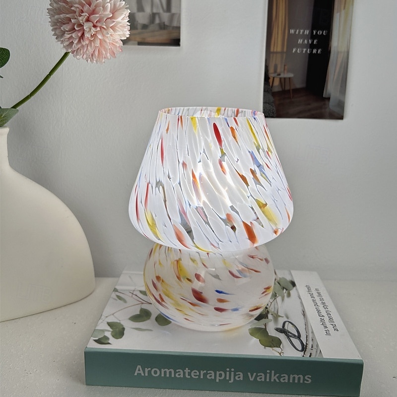 Pilzlampe Vintage Tischlampe Glas Nachttischlampe mit Kabel dimmbare Tischlampe mit 3 Farbglühbirne Retro Schreibtischlampe Pilz Nachtlicht LED Minilampe für Büro Bars Wohnzimmer Schlafzimmer 2025 - $82.99 –P11