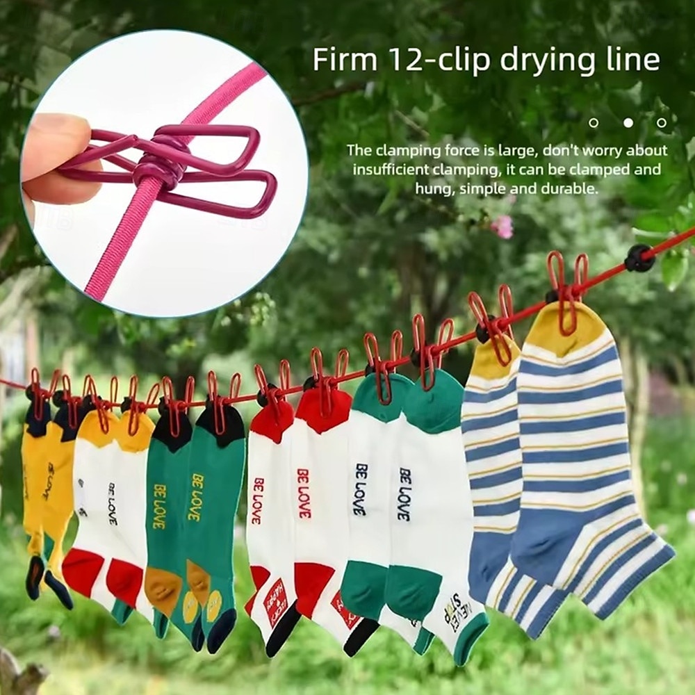 Outdoor Camping Non-slip stretch clothesline With 12Clips Travel Stretchy Clothesline Sock Line Hanging Laundry Drying Rope 2025 - $6.99 –P3