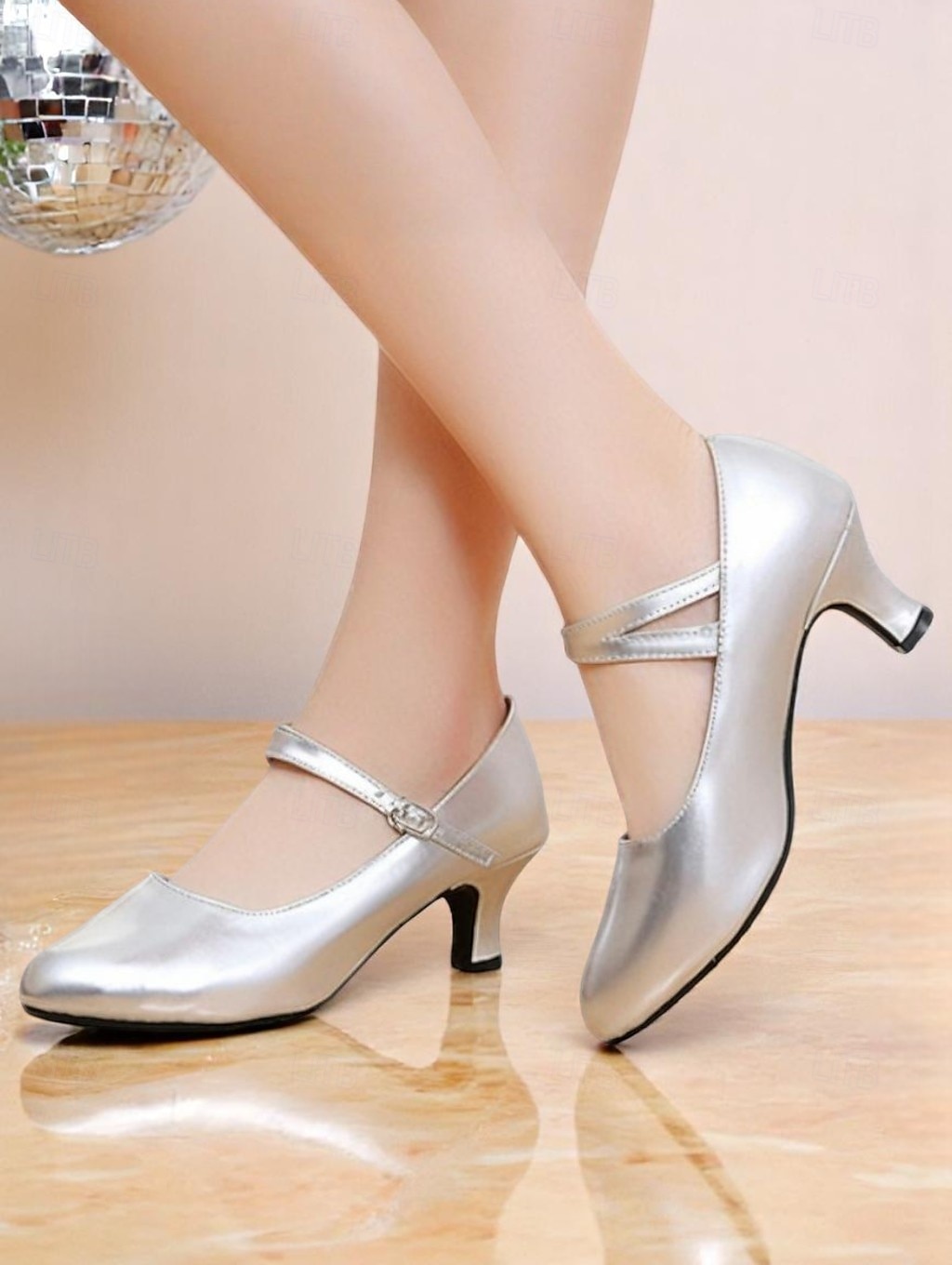 Pantofi de dans negri cu buline pentru femei, cu toc jos și bareta la gleznă - pantofi de dans profesionali pentru dansatori latino și swing 2025 - $34.99 –P3