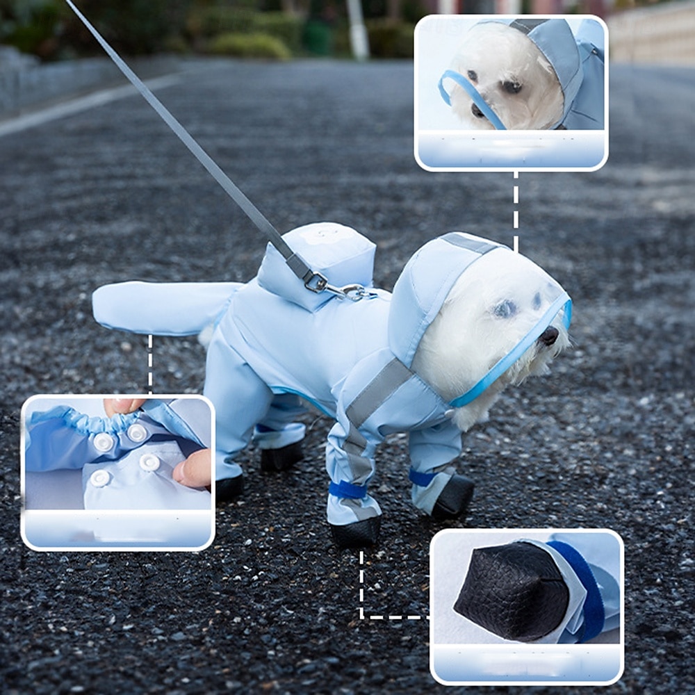 2025年 小型犬用レインコート &レインシューズセット、Dリング付き反射犬用ジャケット、子犬用レインコートとレインブーツセット(小型犬用) コレクション – $18.49 –P5