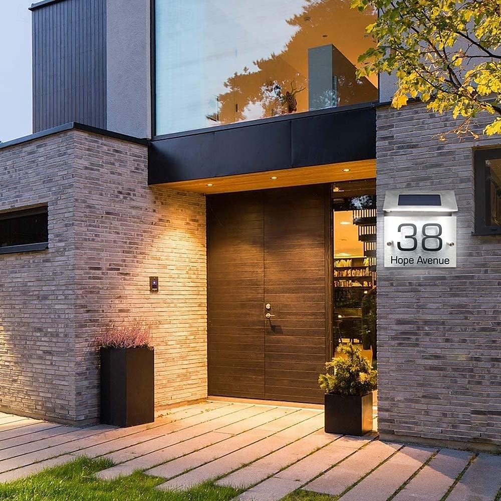 1 stück außen adresse lichter solar edelstahl wasserdichte tür anzahl licht hof garten villa straße zeichen haus anzahl lichter wand lichter 2025 - $32.99 –P6