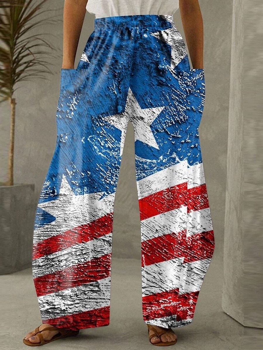 Calças Chino Femininas Largura Total Moda Rua Estilo Casual Cintura Alta Calças Gráfico Bandeira Bolso Cintura Elástica Estampado Confortável Macio Micro-elástico Ao Ar Livre de 2025 por $25.99 –P5