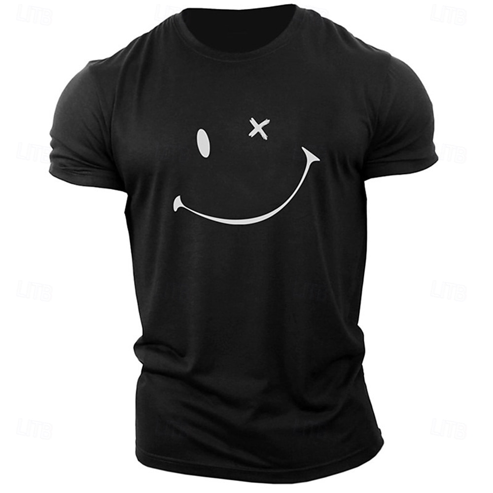 Herr Grafiska tryck Abstrakt T-shirt Grafiska utslagsplatser 100 % bomull Kortärmad Grafisk Skjorta Heather Grey Svart Vit Bekväm t-shirt Utomhus Gata Modedesignerkläder 2025 - $15.99 –P8