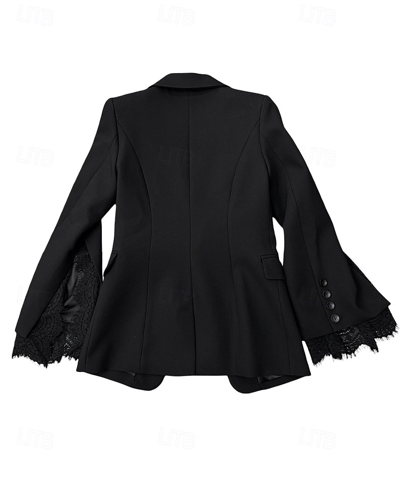 Combinaison ivoire  ensemble de pantalon pour mère de la mariée ensemble blazer élégant vintage simple décolleté V col longueur cheville en crêpe à manches longues avec fente et bord scallopé en de 2025 ? $199.99 –P6
