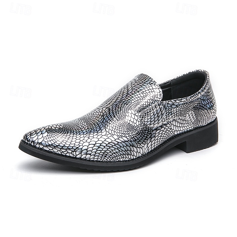 Chaussures à enfiler pour hommes à imprimé serpent métallisé turquoise - tendance, modernes, parfaites pour les sorties décontractées et les événements avant-gardistes de 2025 ? $42.99 –P2