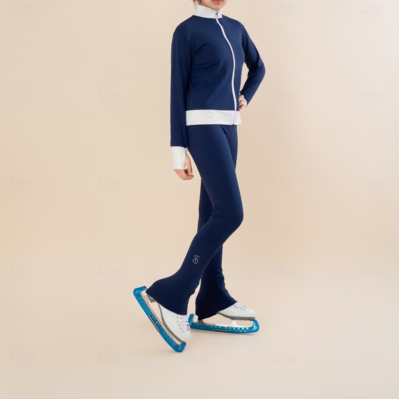 Eiskunstlauf Fleecejacke Eiskunstlaufhose Damen Mädchen Eiskunstlaufjacke Strumpfhose Oberteil Schwarz Rot Patchwork Daumenloch Spandex dehnbar Training Praxis 2026 - $165.99 –P2