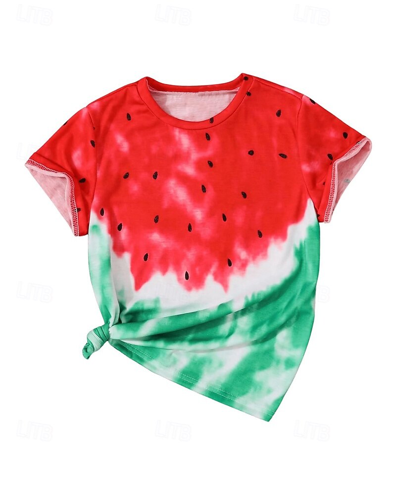 Kids Girls' T shirt Tie Dye School Short Sleeve Crewneck Daily 4 years+ Summer Pink Red 2026 - $10.49 –P1