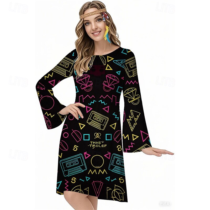 Retro / vintage 70-talet Häftig Klänningar Pannband Hippie Disk Psykedelisk Dam Halloween Karnival Semester musikfestival Festival Vuxna Klänning Pannband 2025 - $26.99 –P3