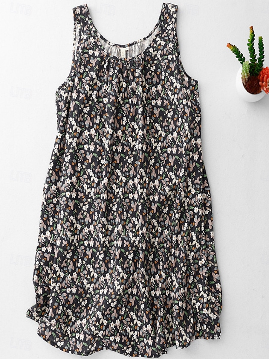 Women's Mini Dress Summer Dress Bodycon Dress Casual Daily Regular Fit Floral Graphic Sleeveless U Neck Black Beige Summer 2025 - $26.99 –P7