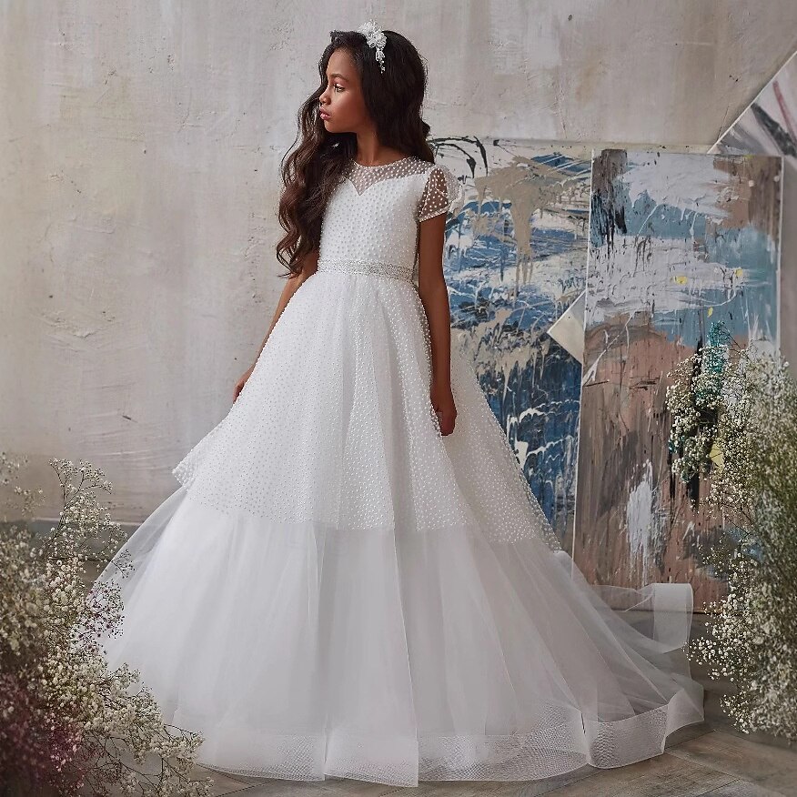 Robe de bal longueur sol robe de demoiselle d'honneur première communion Elsa d'hiver robe prom mignonne tulle avec tutu de style royal ajusté 3-16 ans de 2025 ? $104.99 –P1
