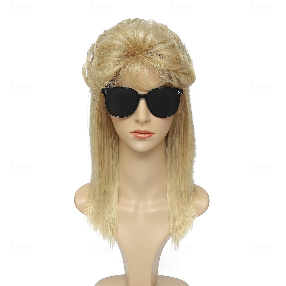 Mullet parókák nőknek göndör szintetikus hőálló vállhosszú haj 80-as évek rockerkosztüm parókák Halloween parókák 2025 - $25.99 –P2