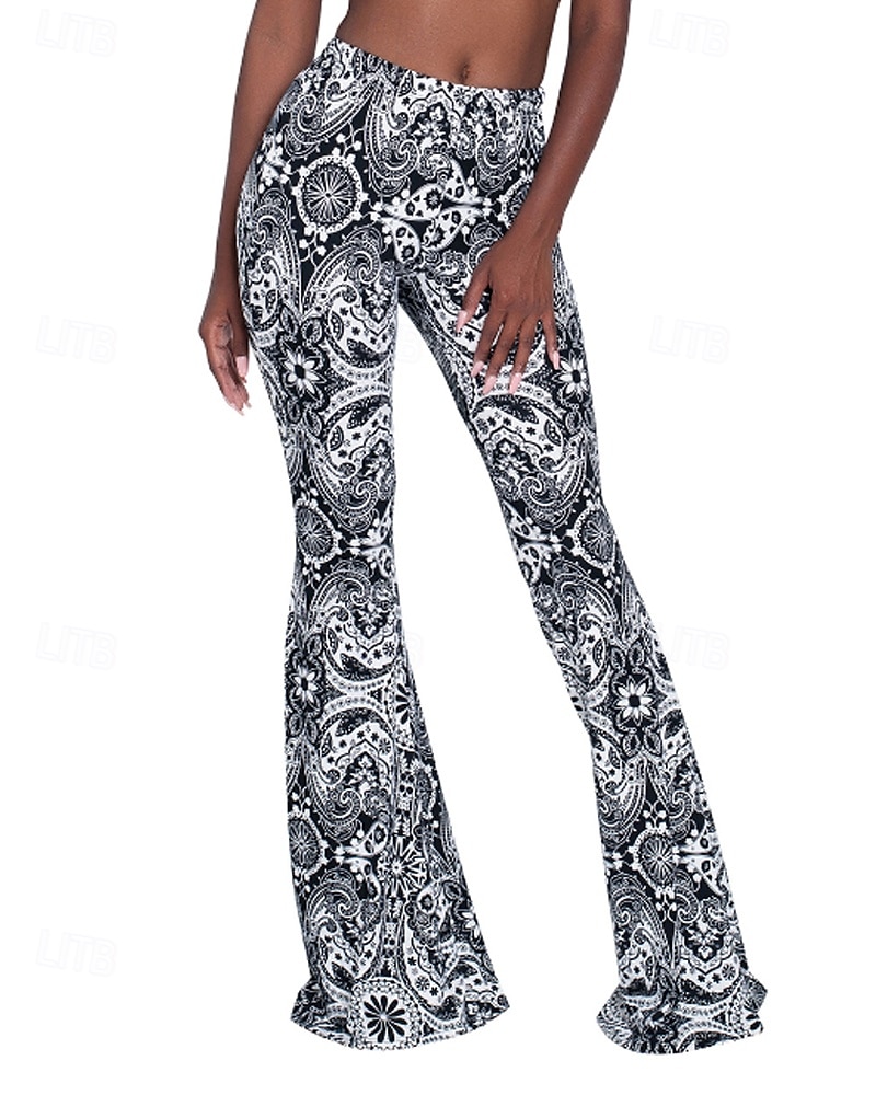 Pentru femei Pantaloni Casual Boho Lungime totală Natural Floare Imprimare Confortabil Exterior Comfortabil În aer liber Vacanță Magenta Galben Auriu Bleumarin Negru Vară Fit regulat 2025 - $17.99 –P14