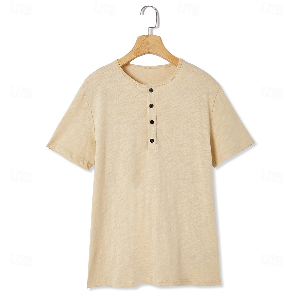 Confezione da 2 magliette da uomo, maglietta Henley, manica corta, tinta unita, stile semplice, moderno, contemporaneo, con bottoni, stile Henley, per le vacanze, stile casual, estivo. del 2025 a $27.99 –P2