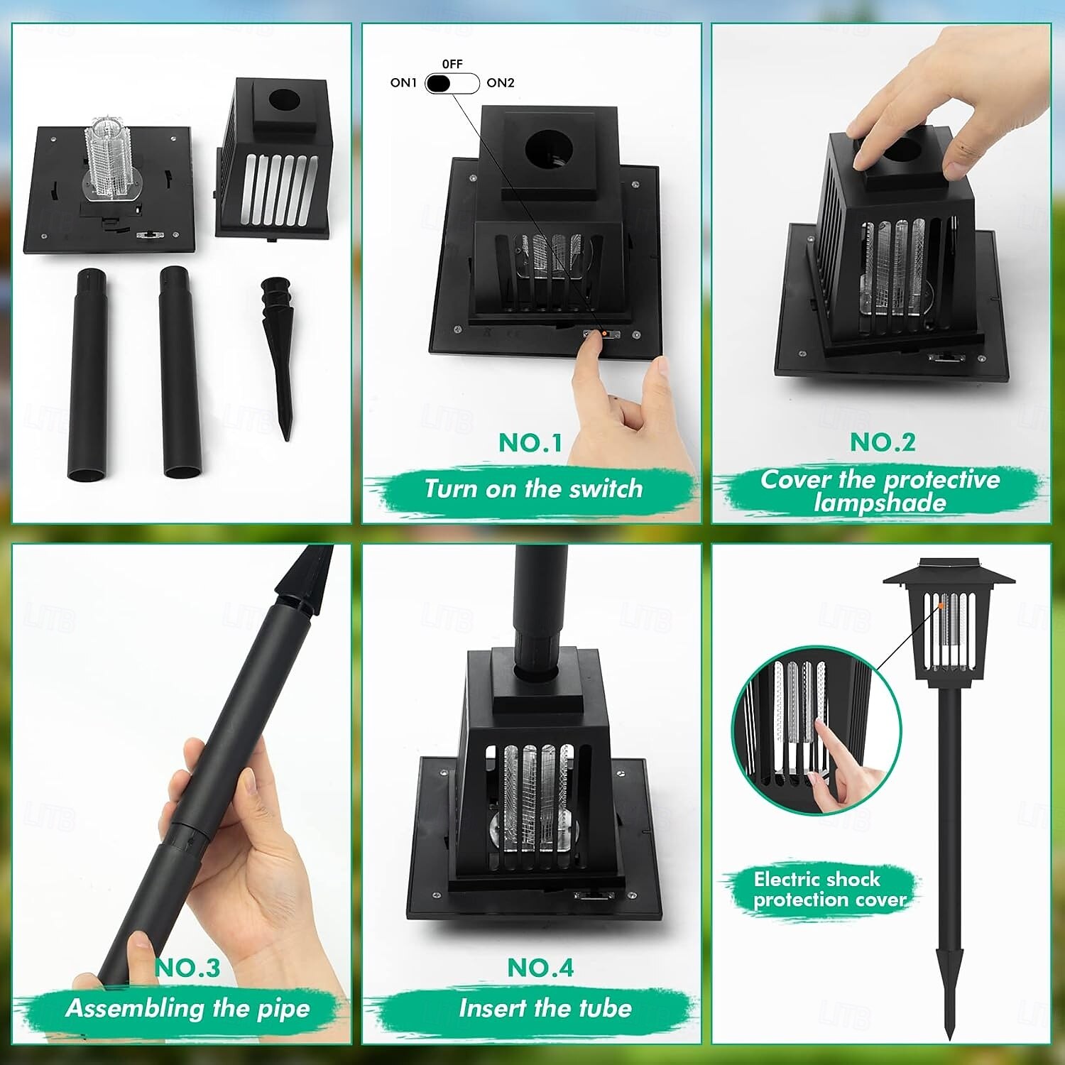 Солнечная ловушка для насекомых, водонепроницаемая наружная ловушка для комаров, уничтожитель и освещение, репеллент, лампа для использования в помещении, на улице, в саду, на террасе, с фиолетовым и 2025 - $9.99 –P9