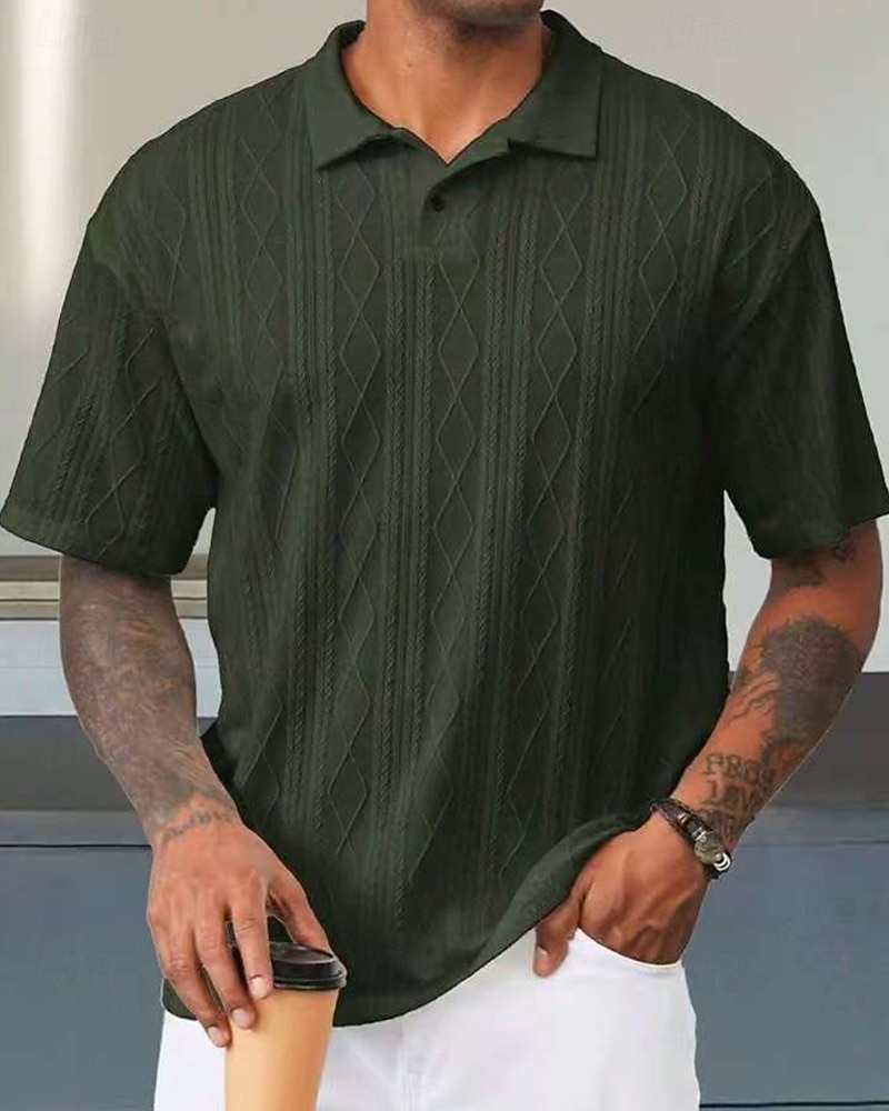 Men's Golf Shirt Golf Polos Shirts Work Casual Lapel Short Sleeve Basic Modern Plain Buttons Jacquard Summer Regular Fit Black White Blue Khaki Army Green Gray Golf Shirt 2026 - $18.99 –P3