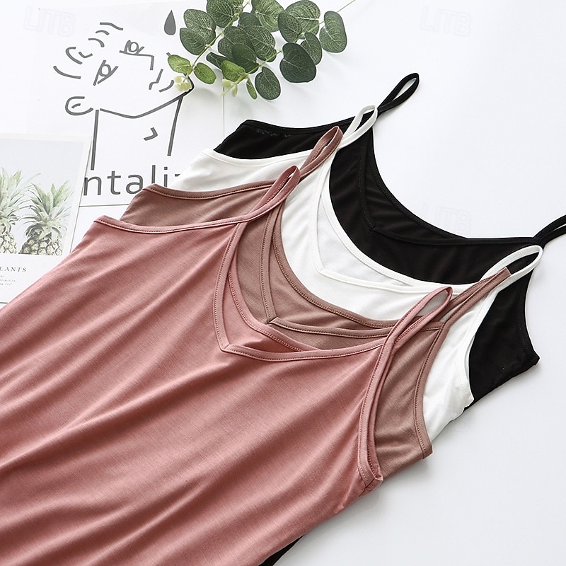 Pentru femei Camisole Tank Top Culoare solidă Zilnic De Bază Casual Fără manșon Cu Bretele Topuri obișnuite Zilnic Fără Spate Negru Alb Roz Îmbujorat Bleumarin Trifoi Vară 2025 - $6.49 –P1