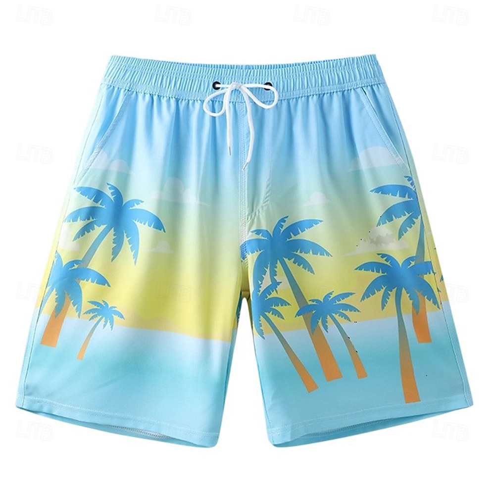 Homens Calção Shorts de praia Bolsos Com Cordão Cintura elástica Gráfico Folha Árvore Respirável Secagem Rápida Comprimento do joelho Ao ar livre Férias Casa Férias Estilo Étnico Azul Céu Azul escuro de 2025 por $17.99 –P16