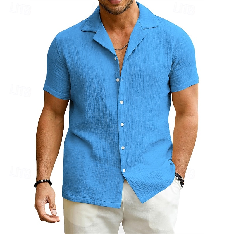 Per uomo Camicia Camicia Estiva Camicia casual Camicia da Spiaggia Camicia con Bottoni Nero Bianco Blu Grigio scuro Manica Corta Semplice Collo Camp Vacanza Camicia hawaiana Abbigliamento Poliestere del 2025 a €15.84 –P1