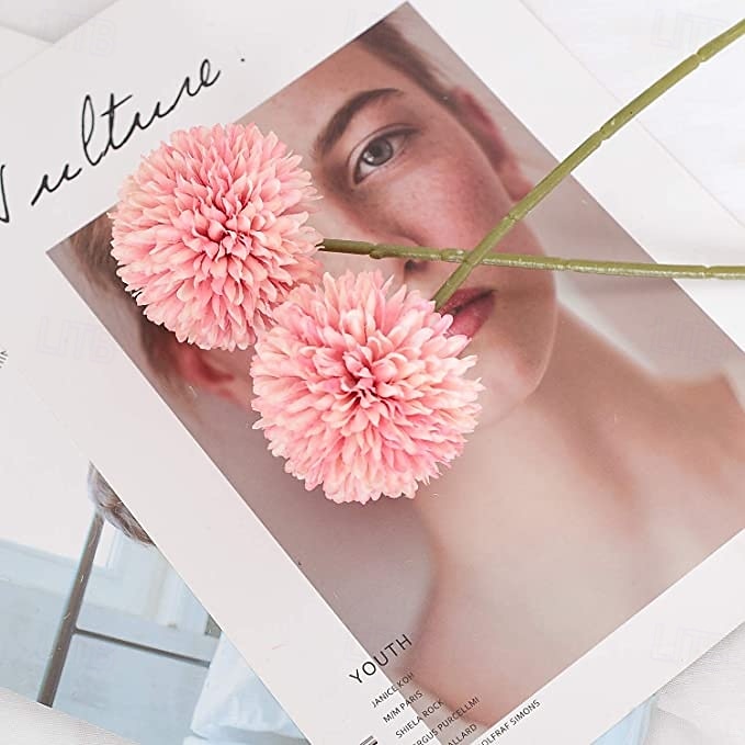Artificial Chrysanthemum Ball Flowers, Macaron Color Fake Table Tennis Flowers for Wedding Decor, Home Decoration, Desktop Arrangement, Photography Props, Faux Floral Bouquet 2026 - $9.99 –P4