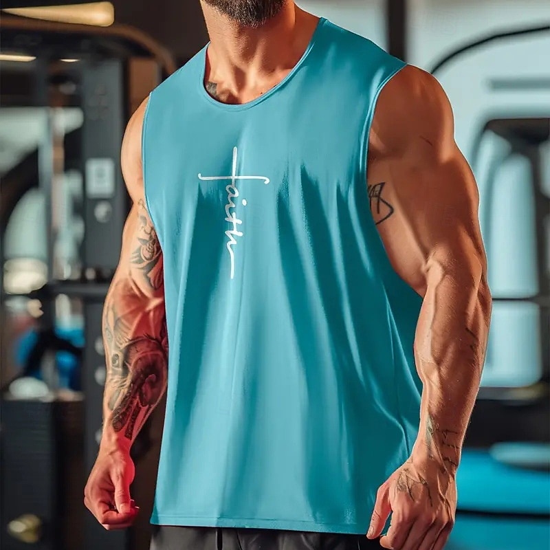 2026年 メンズ バイブル タンクトップ ベスト アンダーシャツ ノースリーブシャツ ノースリーブ クルーネック サマー レター ファッション デザイナー ベーシック クラシック バケーション ストリート 外出用 ブラック ホワイト イエロー トップ Tシャツ メンズ  コレクション – $15.49 –P6