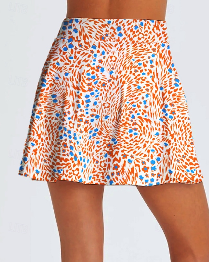 Damen Blumenmuster Lässiger Rock Tennisröcke mit Shorts Über dem Knöchel Feuchtigkeitsableitend Atmungsaktiv Tennis Golfspiel Pickleball Blau Orange Grün Tennisbekleidung 2026 - $22.99 –P12