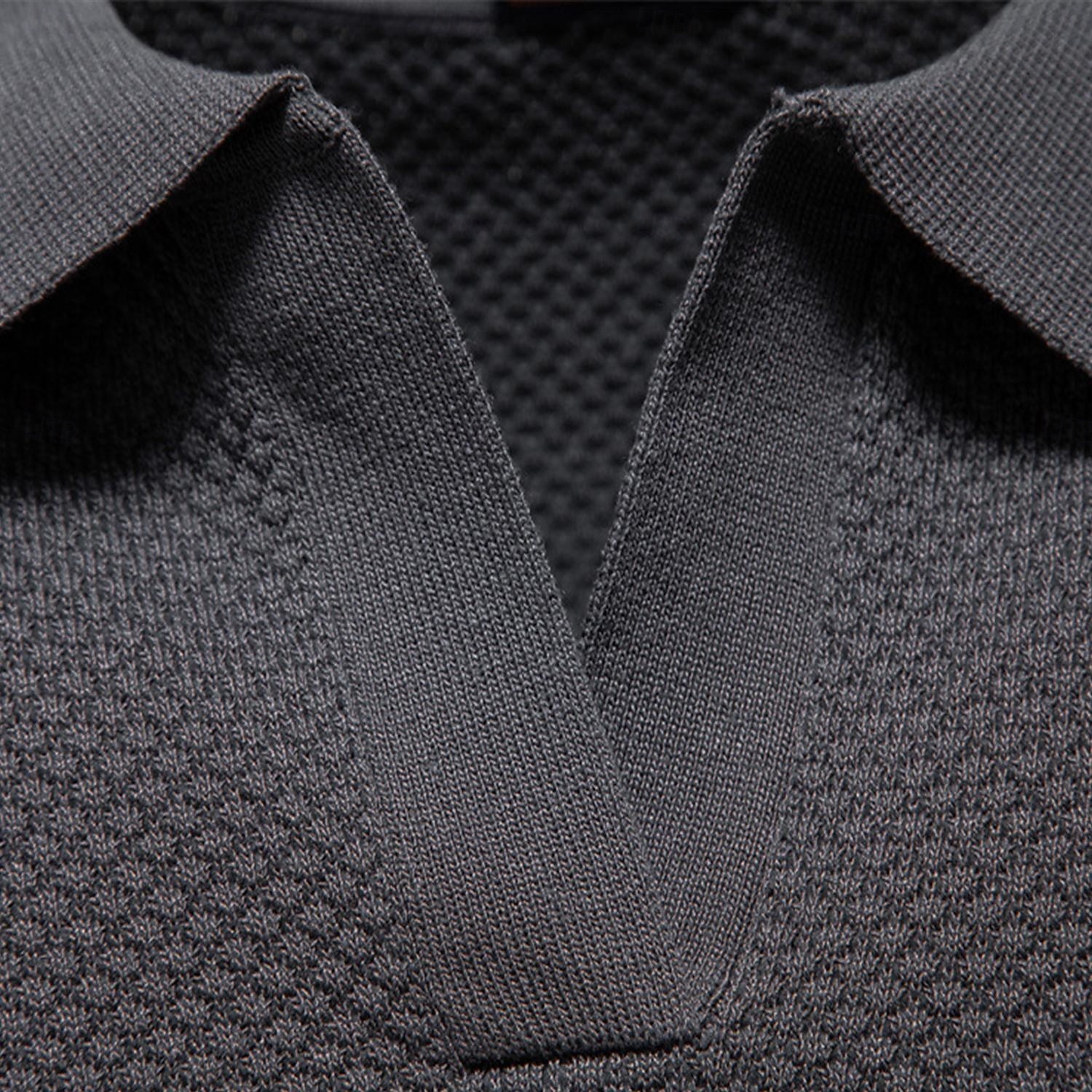 Herren Polo Strick-Polopullover Geschäft Lässig V Ausschnitt Kurzarm Formell Einfarbig Texture Neuheit Sommer Ganzjahres Hellblau Schwarz Weiß Marineblau Armeegrün Dunkelgray Polo 2025 - $36.99 –P1