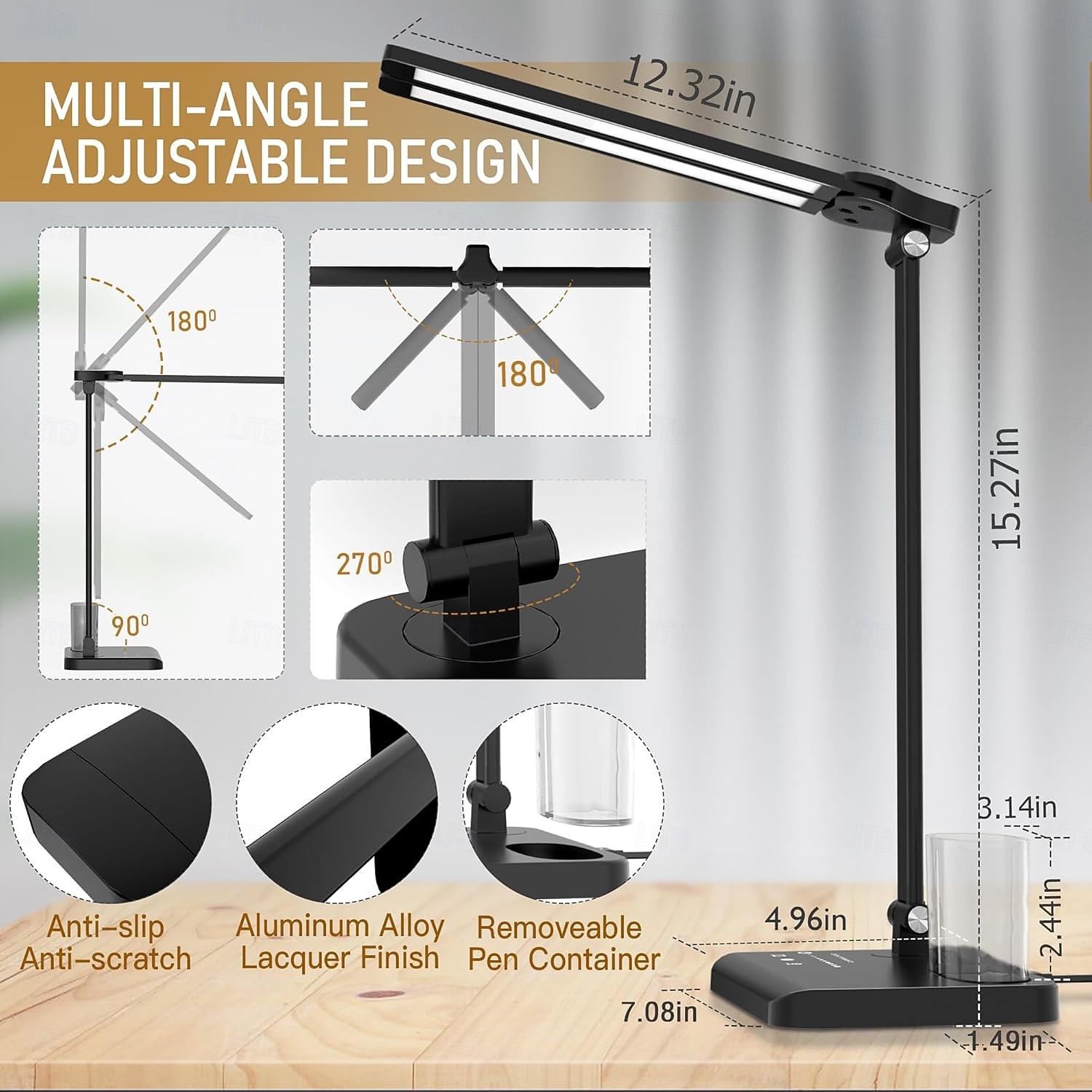 Double Head LED Desk Lamp Dimmable Touch Control and 5 Lighting Modes Dual Swing Arms USB Charging Ports Eye-Caring Table Lamps for Upright Piano Music Stand Nail Home & Office 2026 - $43.99 –P14