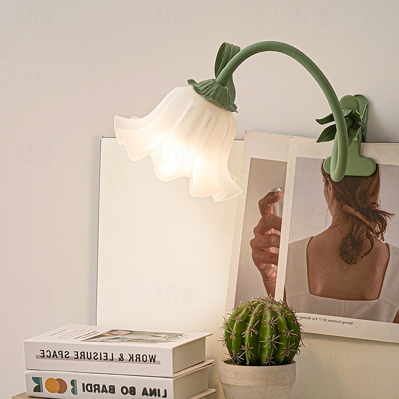 Květinová lucerna, moderní lilie, foukané skleněné stolní lampičky, noční světlo s USB, do ložnice, obývacího pokoje, patice E27 2025 - $61.99 –P4