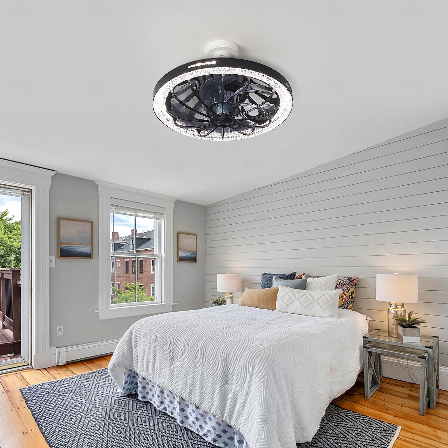 1 Pc E26/27 Socket Ceiling Fan Light Remote Control Three Color Adjustable Wind Speed Timing Adjustable Dining Room Bedroom Living Room Ceiling Fan Light 100-240v 2025 - $65.99 –P5
