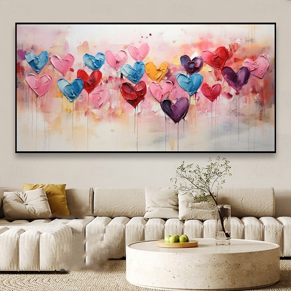 Mintura Handmade Heart Chart Press Oil Paintings On Canvas Wall Art Decoration Modern Abstract Picture For Home Decor Rolled Frameless Unstretched Painting 2025 - $68.99 –P4