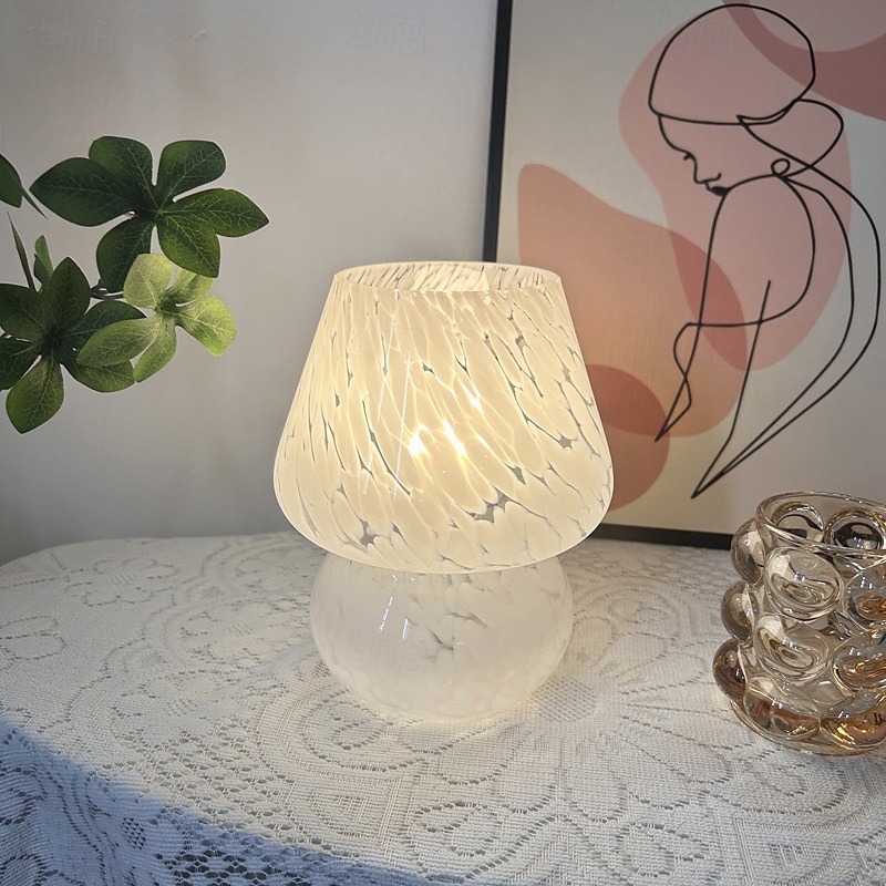 Pilzlampe Vintage Tischlampe Glas Nachttischlampe mit Kabel dimmbare Tischlampe mit 3 Farbglühbirne Retro Schreibtischlampe Pilz Nachtlicht LED Minilampe für Büro Bars Wohnzimmer Schlafzimmer 2025 - $82.99 –P2
