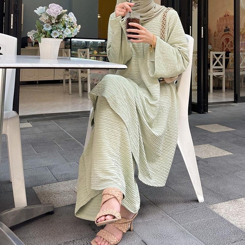 Femmes Mode Formel Jupe Ensembles manche longue Col ras du cou Uni Tenue quotidienne Date Vert Été Coupe régulière de 2025 ? $35.99 –P3