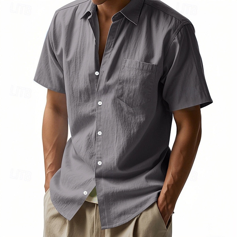 Per uomo Camicia Camicia di lino Camicia casual Camicia con Bottoni Camicia di cotone Semplice Vacanza Streetwear Giallo scuro Nero Bianco Blu marino Manica Corta Collo ripiegato Estate Abbigliamento del 2025 a $18.99 –P18