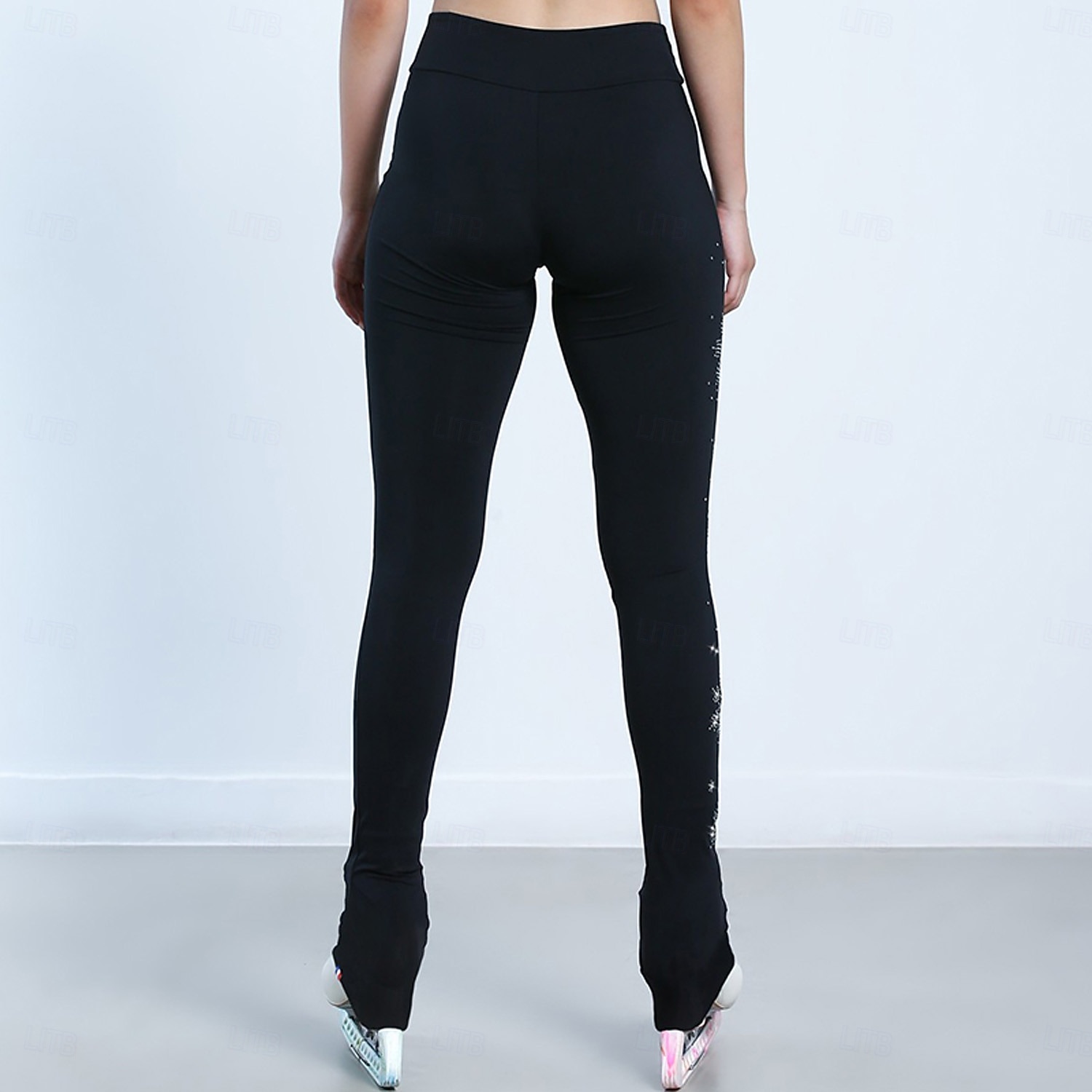 بنطلون التزلج نسائي للفتيات تزلج على الجليد الجوارب الدراجات أسود الصوف سباندكس عالية المرونة التدريب تمرين منافسة ملابس التزلج الدفء مصنوع يدوي الكريستال / حجر الراين / الشتاء 2026 - $67.99 –P4