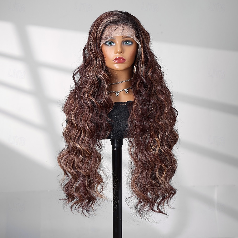 Synthetic Lace Wig Body Wave Style 30 inch Brown / Blonde Middle Part 13x4 Lace Front Wig Women's Wig Dark Brown 2026 - $76.99 –P4