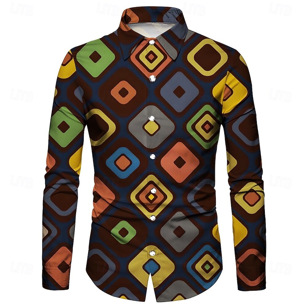 Retrò Vintage Anni '70 Camicia Disco Geometrico Psichedelico Costume Per uomo Halloween Carnevale Festival Musicale Parata dell'Orgoglio Adulti Camicia del 2026 a $23.99 –P7