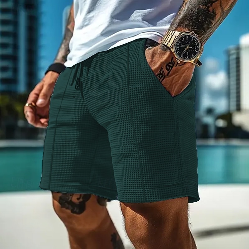 Per uomo Pantaloncini Waffle Shorts Pantaloncini Estivi Pantaloncini casual Tasca Coulisse Elastico in vita Semplice Comodità Traspirante Corto All'aperto Vacanza Canotta sportiva Casual Nero Bianco del 2025 a $16.49 –P6