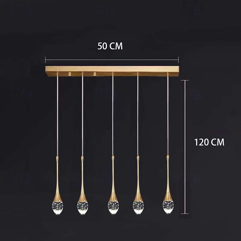 Lampada a sospensione a LED dimmerabile con 3/5/6/8/10/12/16/20 luci in cristallo per isola cucina moderna, illuminazione a sospensione regolabile per isola cucina, lampadario a LED nero oro per sala del 2025 a $156.99 –P2