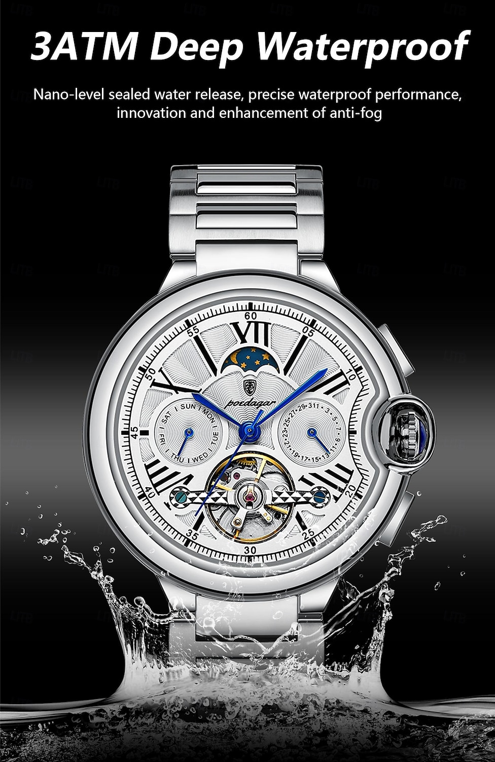 Luxury Man Watch Hollow Tourbillon Automatic Mechanical Men Watch Waterproof Date Week Stainless Steel Men's Watches 2025 - $63.99 –P6