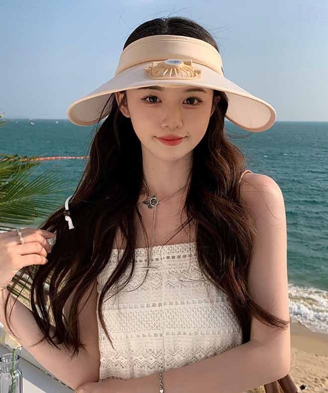 1 Pc Women's USB Rechargeable Fan Hat Sunscreen Hat Beach Vacation Camping Wide brimmed Sunscreen Hat 2025 - $21.99 –P10