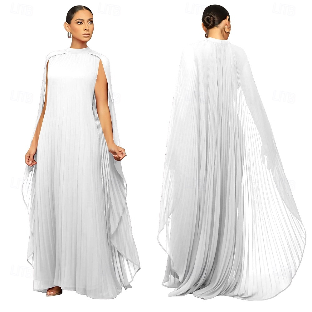 Abiti A-Line Quinceanera elegante abito formale matrimonio lunghezza al pavimento maniche lunghe scollo alto chiffon con pieghe del 2025 a $119.99 –P9