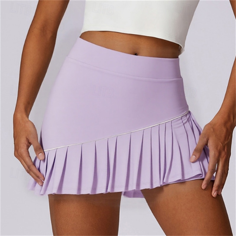 US Open Women's Tennis Skirts with Shorts Pleated Side Pockets Quick Dry Tennis Golf Pickleball Solid Colored Skort Black White Navy Blue Tennis Clothing 2025 - $27.99 –P2