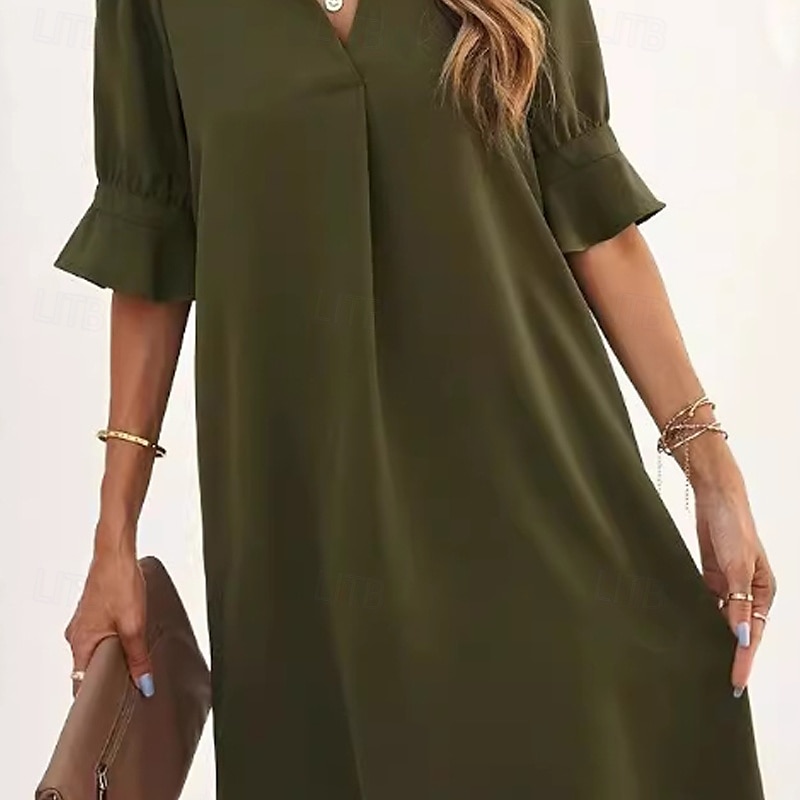Damen Minikleid Freizeitkleid Klassisch Modern Täglich Ferien Ausgehen Normale Passform Einfach Halbarm V Ausschnitt Grün Sommer 2025 - $23.99 –P3