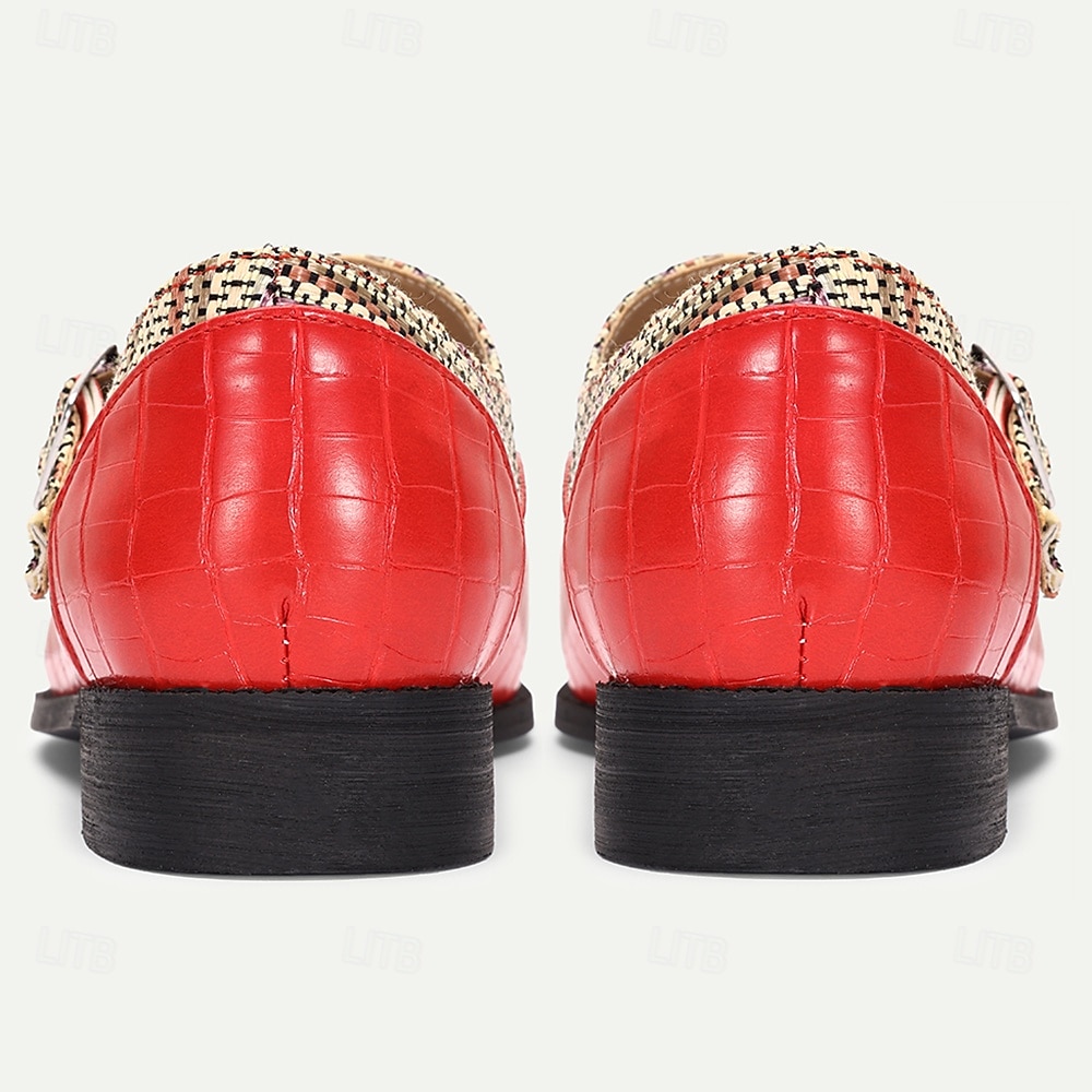 Herr Monk skor Promenad Affär Ledigt PU Läder Vävd nylon Andningsfunktion Bekväm Halksäker Loafers Röd Sommar Vår 2025 - $46.99 –P5