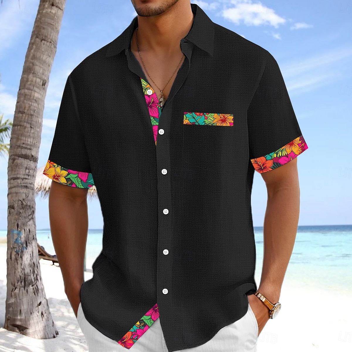 Miesten Paita Pellava paita Kesä paita Ranta-asut Button Up paita Yhtenäinen väri Loma Curise Musta Valkoinen Oranssi Apila Lyhythihainen Kaulus Kesä Kevät kesä Vaatetus Väripaletti 2025 - $21.99 –P1