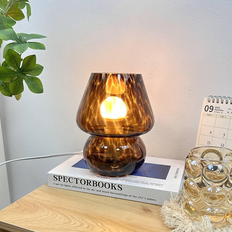 Pilzlampe Vintage Tischlampe Glas Nachttischlampe mit Kabel dimmbare Tischlampe mit 3 Farbglühbirne Retro Schreibtischlampe Pilz Nachtlicht LED Minilampe für Büro Bars Wohnzimmer Schlafzimmer 2025 - $82.99 –P18